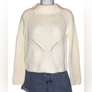 Almost Famous White Knit Mock Neck Crop Sweater Size Small